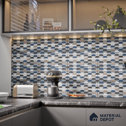 Hexagonal Wall & Floor Tile TL 07237 C Alpi 8001 GLM (Silver) 1 ft x 1 ft Ceramic Matte Finish - 9 mm | 2 mm Spacer is Mandatory | Please Expect a Slight Variation of Pattern